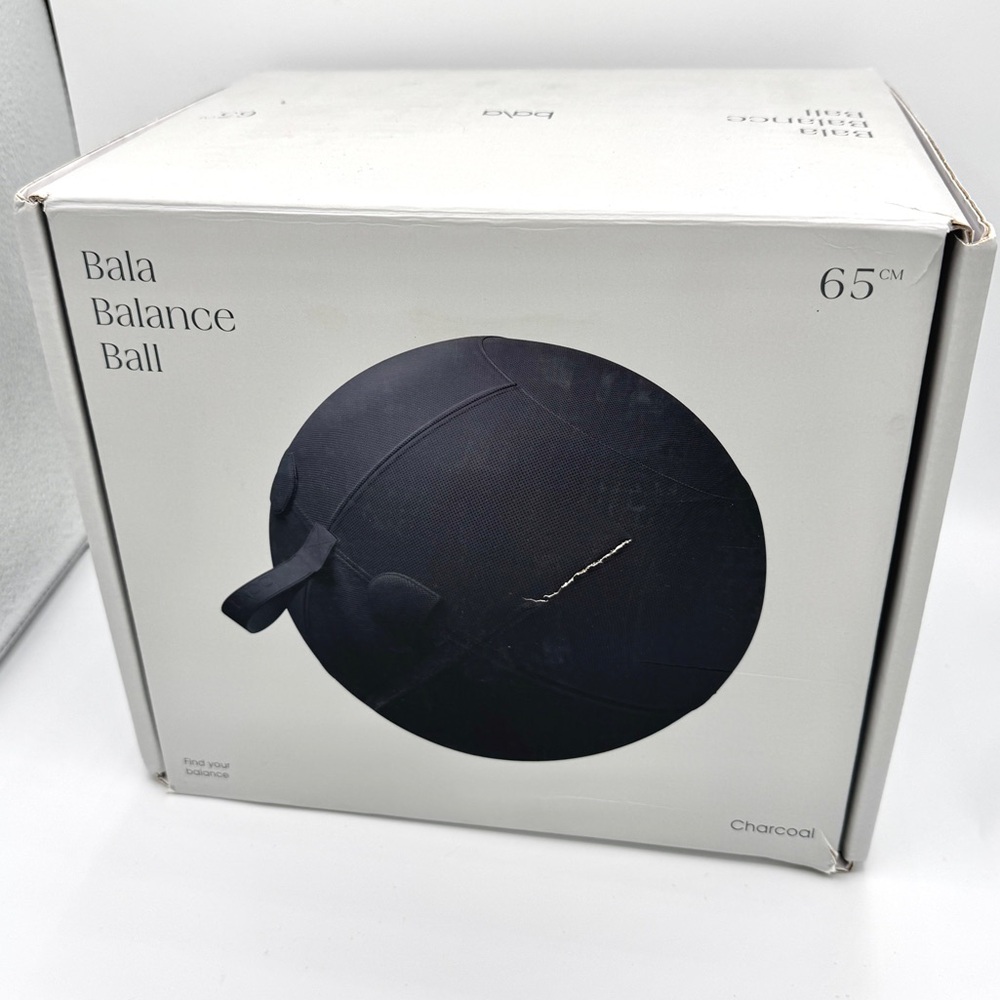 NWT Bala Balance Ball in Charcoal Grey, Exercise Yoga Ball , PVC with cover